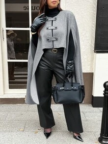 Vionelle Plus Size Women Grey Shawl Collar Button Design Elegant Business Casual Casual Street Style Jacket Office Evening Formal Fall - Light Grey - View 7