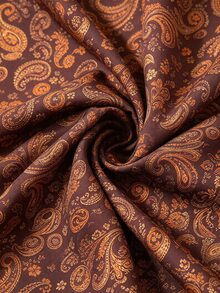 Linhara CURVE Fashionable Printed Commuter Wide Waist Tie A-Line Skirt Plus Size Women Brown Autumn/Winter - Brown - View 6