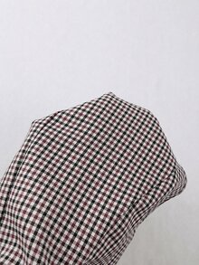 Grovea 大尺碼梭織復古商務休閒優雅千鳥格雙排扣V領無袖背心馬甲 辦公正式晚裝 秋季 灰色米色 - 紅白色 - 查看 7