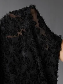 Manfinity Roughcore Men's Black Long-Sleeved Coat For Autumn And Winter. Floral Fabric Design. Suitable For Wearing At Banquets, Parties, Holidays And Other Occasions. - Black - View 8