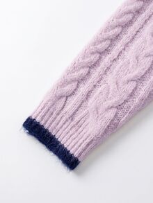 Grovea Cardigan Wanita Ukuran Plus Motif Blok Warna Kasual Elegan Serbaguna untuk Sehari-hari di Musim Gugur, Kantor, Formal, Warna Pink, Musim Dingin - MultiWarna - View 5