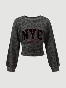 SHEIN Tween女孩秋冬時尚印花長袖上衣 - 彩色 - 查看 3
