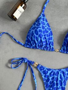Swim Vcay Women's 2-Piece Separates Tropical Sexy Leopard Print Bikini Set With Metal Hardware For Vacation And Casual Wear - Multicolor - View 5