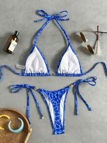 Swim Vcay Women's 2-Piece Separates Tropical Sexy Leopard Print Bikini Set With Metal Hardware For Vacation And Casual Wear - Multicolor - View 4
