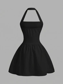 Firerie Kids Firerie Kids Tween Girls Casual White Elegant Knit Spaghetti Strap Snug Fit A-Line Mini Dress, Suitable For Party, Outing, Back To School Outfit - Black - View 2