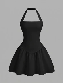 Firerie Kids Firerie Kids Tween Girls Casual White Elegant Knit Spaghetti Strap Snug Fit A-Line Mini Dress, Suitable For Party, Outing, Back To School Outfit - Black - View 4