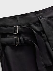 FeverCity Men's Solid Color Urban Renaissance Street Style Casual Fashion Creative Personalized Streetwear Pants - Black - View 7