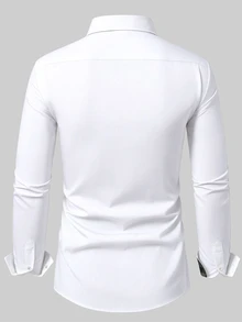 Calvornis Manfinity Mode Men's Casual Long-Sleeve Shirt , Ideal Choice For Business-Casual Styling, Formal, Old Money - White - View 2
