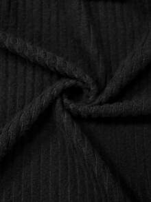 Omancia Black Mesh Patchwork Ribbed Knit Long Dress For Women, Autumn New Slim Fit Flattering Elegant Long Sleeve Flare Skirt - Black - View 6