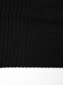 Omancia Black Mesh Patchwork Ribbed Knit Long Dress For Women, Autumn New Slim Fit Flattering Elegant Long Sleeve Flare Skirt - Black - View 4