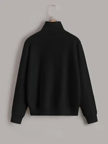 PrepCrw Kids Oversized Boys' Long Sleeve High Collar Casual Pullover Autumn Winter Sweater, Plus Size - Black - View 2