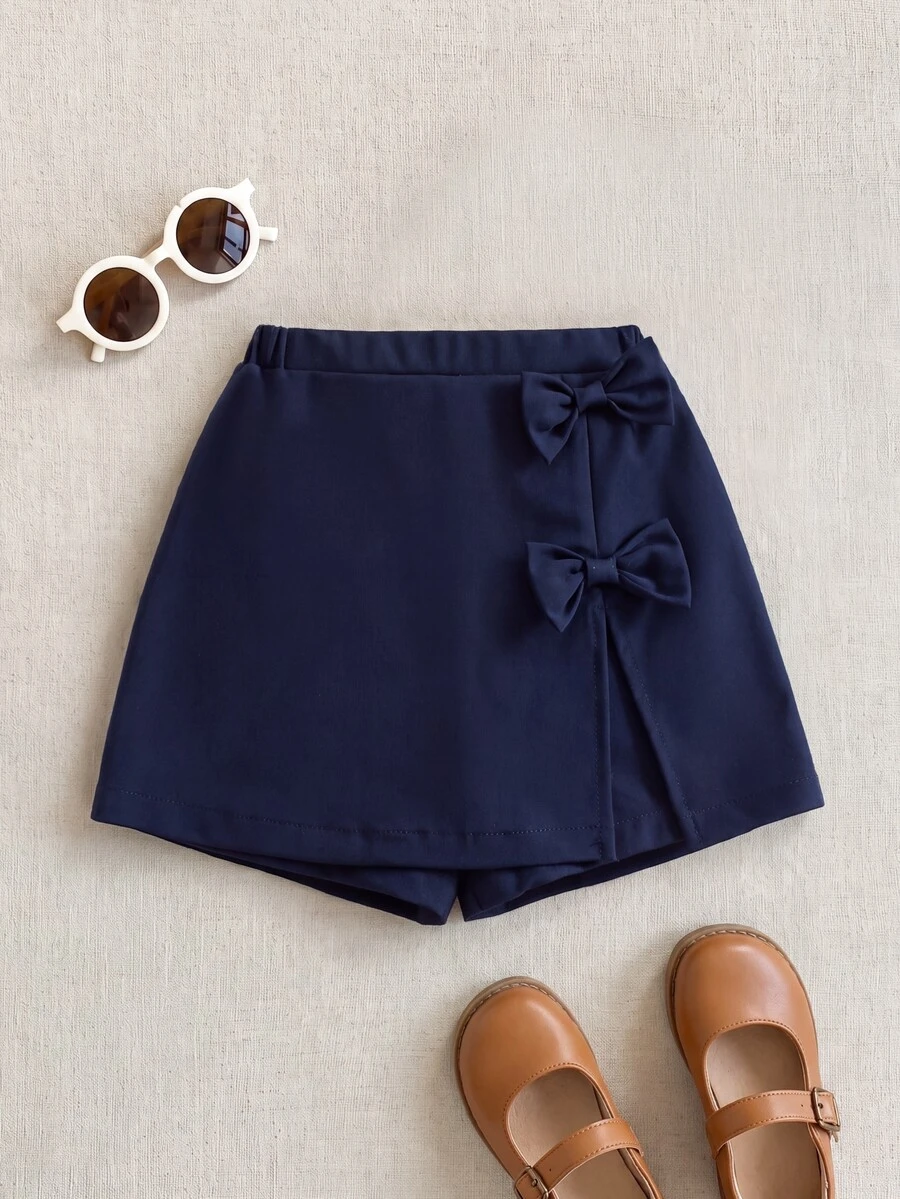 PrepCrw Baby Boy Cute Casual Versatile Navy Blue Bow Elastic Waist Shorts - Navy Blue - View 1