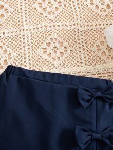 PrepCrw Baby Boy Cute Casual Versatile Navy Blue Bow Elastic Waist Shorts - Navy Blue - View 7