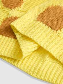 SpongeBob SquarePants | ROMWE Setelan 2 Potong Atasan Lengan Panjang dan Rok Mini Rajut Motif Blok Warna untuk Wanita - Kuning - View 9
