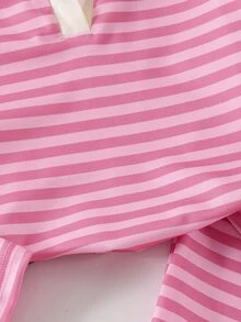 SHEIN Elladie kids 女童白色領口長袖上衣 + 鬆緊腰長褲套裝，柔軟休閒西式兒童兩件套，7歲生日禮物，秋季 - 粉色 - 查看 7