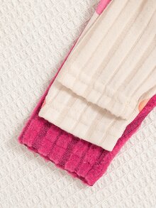 SHEIN 3 bộ 6 món đồ mặc thường ngày cho bé gái, áo dài tay gân và quần, họa tiết trái tim trơn, nhiều set phối đồ, mặc hàng ngày, sinh nhật 7 tuổi, mùa thu - Nhiều màu - Xem 4