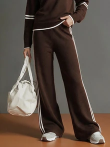 Omancia Autumn/Winter Retro Casual Versatile Commute Vacation Women's Sweater 2 Pieces Set - Coffee Brown - View 8