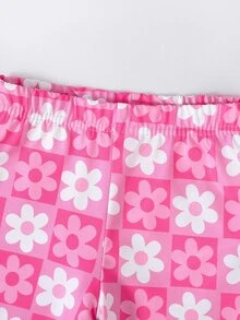 SHEIN Young Girls Fashion Animal Print Flare Pants, Casual Daily Wear, Fallrainbow Baby Shower - Pink - View 4