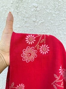 Sunnyshic 女士红色印花深V领露背系带连衣裙，性感浪漫海滩度假风，夏季 - 紅色 - 查看 7