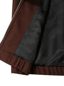 HUEFORM Men's Old Money Brown Tweed Stand Collar Zip-Up Jacket And Pleated Wide Leg Pants Set, Vintage Fashion Style, Suitable For Autumn And Winter Outings - Coffee Brown - View 4