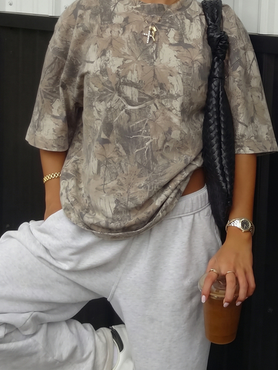 SHEIN Women's Casual Loose Camouflage Print Short Sleeve T-Shirt