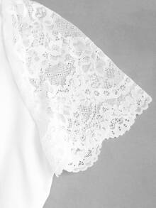 Fairmaia Women's Traditional German Elegant Traditional Cultural Top,Solid Color Lace Patchwork Dirndl Blouse, For Oktober Party Thailand Holiday White Summer - White - View 6