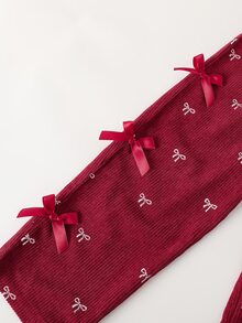 SHEIN 女童純色燈芯絨連身褲，滿版蝴蝶結印花可愛時尚，前口袋裝飾，簡約高級感，適合春秋季，適合日常出遊，為寶寶衣櫥增添更多選擇 - 酒紅色 - 查看 8