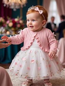 SHEIN Elladie kids 女嬰春夏秋季粉色紋理布料舒適百搭休閒夾克外套 - 粉色 - 查看 2