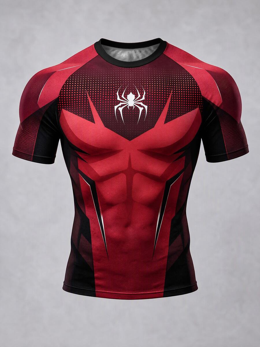 Gym Rark Men's Minimalist Spider Graphic Print Short Sleeve Sports T-Shirt, Gym - Multicolor - View 1