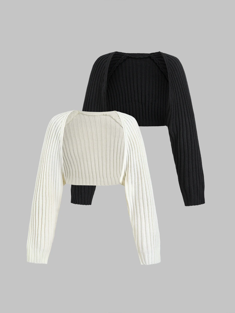 Sweetra Casual All-Match Versatile Minimalist Solid Color Vest Cardigan Autumn Cloth For Women Everyday Black Off-White - Multicolor - View 1