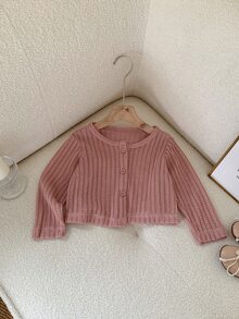 Young Girl Pink Ladylike Cute Elegant Sweet Pretty Fashionable Cardigan For Career Day,Suitable For Spring Autumn Daily Wear Parties School Holiday - Pink - View 4