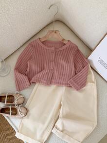 Young Girl Pink Ladylike Cute Elegant Sweet Pretty Fashionable Cardigan For Career Day,Suitable For Spring Autumn Daily Wear Parties School Holiday - Pink - View 11