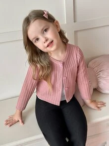 Young Girl Pink Ladylike Cute Elegant Sweet Pretty Fashionable Cardigan For Career Day,Suitable For Spring Autumn Daily Wear Parties School Holiday - Pink - View 6