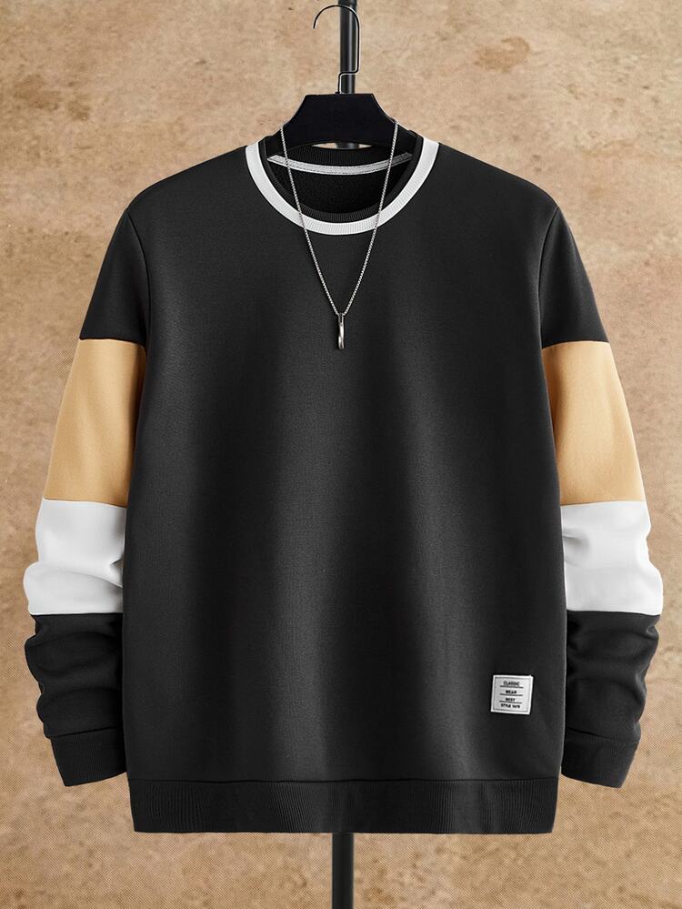 HIMLAND Men's Crew Neck Casual Colorblock Knit Sweatshirt Halloween Christmas Winter Party Autumn - Multicolor - View 6