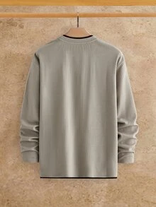 HIMLAND Manfinity Modomio 2pcs Kaos Rajut Pria Slim Fit Leher Bulat Lengan Panjang dan Pinggang Elastis Lurus - MultiWarna - View 4