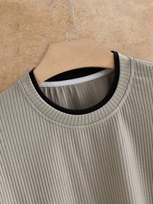 HIMLAND Manfinity Modomio 2pcs Kaos Rajut Pria Slim Fit Leher Bulat Lengan Panjang dan Pinggang Elastis Lurus - MultiWarna - View 3
