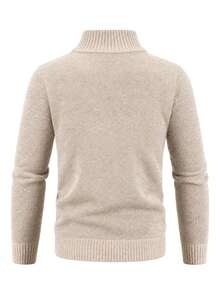 Manfinity Homme Men's Cable Knit Zipper Front Long Sleeve Cardigan - Beige - View 2
