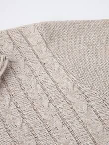 Manfinity Homme Men's Cable Knit Zipper Front Long Sleeve Cardigan - Beige - View 6