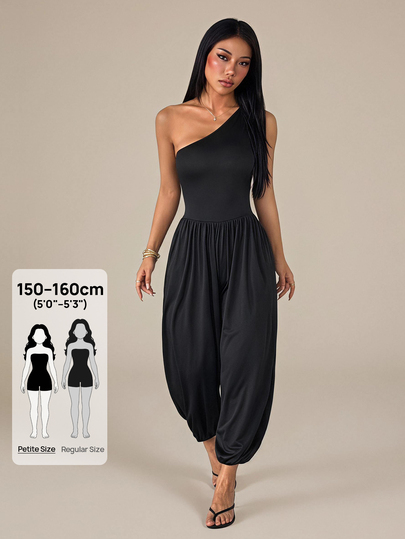 SHEIN PETITE Mono asimétrico de unicolor sin mangas para mujer, adecuado para ir al trabajo, citas, vacaciones, fiestas, uso diario, reuniones y actividades al aire libre