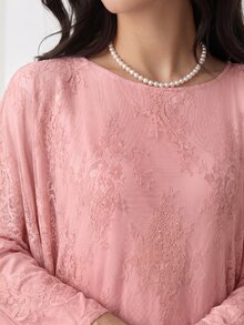 Yasveil 優雅蕾絲飾邊內裡繫帶腰長袖喇叭女款土耳其式長衫 & 阿拉伯傳統長衫 - 粉色 - 查看 8