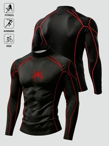 RISE LYT Men's Spider Pattern Casual Daily Wear Sports T-Shirt, Gym - Multicolor - View 3