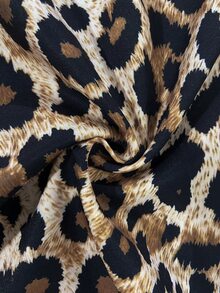 SHEIN 復古咖啡棕條紋翻領寬鬆長袖女款襯衫，垂墜慵懶休閒風，適合度假通勤百搭上衣 - 黃色 - 查看 5
