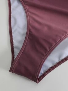 Swim SXY Women's Summer New Beach 2-Piece Set One-Piece Top Gradient Braided Rope Spaghetti Strap Side Tie Beach Skirt Bikini 3-Piece Set - Red Violet - View 5