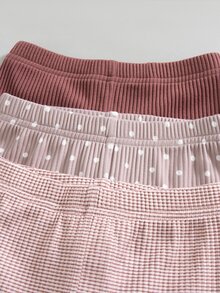 SHEIN 3件組女嬰針織燈芯絨彈性內搭褲 黑色秋季基礎休閒校園純色褲子打底褲 百搭四季款 - 彩色 - 查看 4