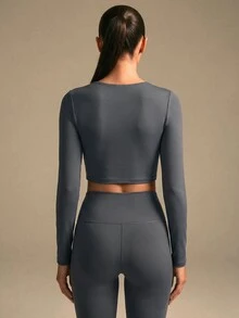 Costa Lumi Women's Outdoor Front Knot Long Sleeve Top - Navy Blue - View 2