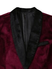 Manfinity AFTRDRK Jaket Jas Pria Mewah Berbahan Beludru dengan Kerah Syal, Serbaguna untuk Pesta - Burgundy - View 7