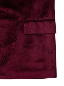 Manfinity AFTRDRK Jaket Jas Pria Mewah Berbahan Beludru dengan Kerah Syal, Serbaguna untuk Pesta - Burgundy - View 3