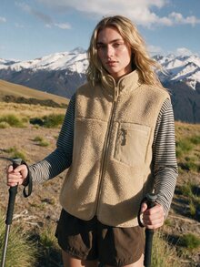 WanderVale Women's Outdoor Khaki Winter Zipper Pocket Vest - Khaki - View 4