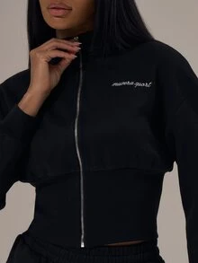 Musera Sport Sport Cinched Waist Zip Through Hoodie Tracksuit Top Only Winter Activewear Sport Gym Workout Alloy - Black - View 2