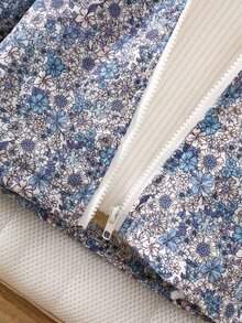 SHEIN 女嬰碎花連帽夾克，拉鍊開合，抓絨內裡外套，秋冬幼兒外套，可愛碎花女嬰外套 - 彩色 - 查看 8